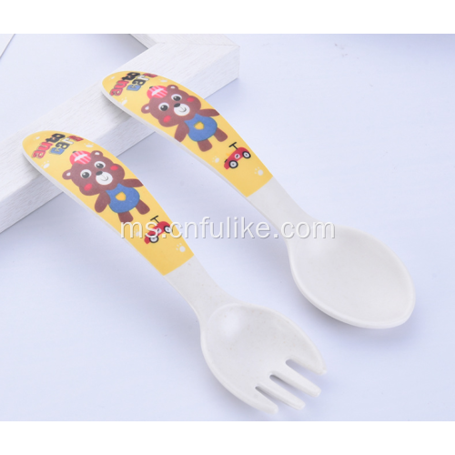 Set Plastik Kiddy Cutlery Spoon yang berwarna-warni